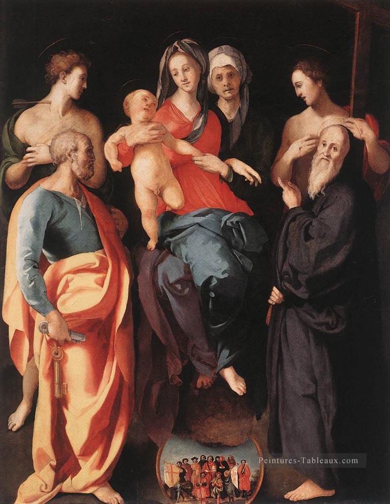 Vierge à l’Enfant avec St Anne et autres saints portraitiste Florentine maniérisme Pontormo Peintures à l'huile